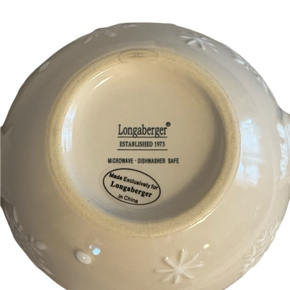 Longaberger Peppermint Twist Dip Bowl Ceramic Cream, Red and Green - Picture 4 of 6